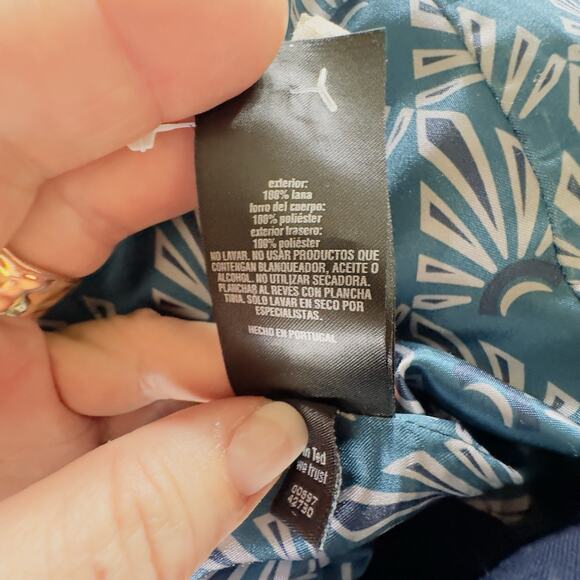 Ted Baker Men’s Wool Vest Navy Waistcoat with Patterned Lining V‑Neck Button 44R - Picture 8 of 9